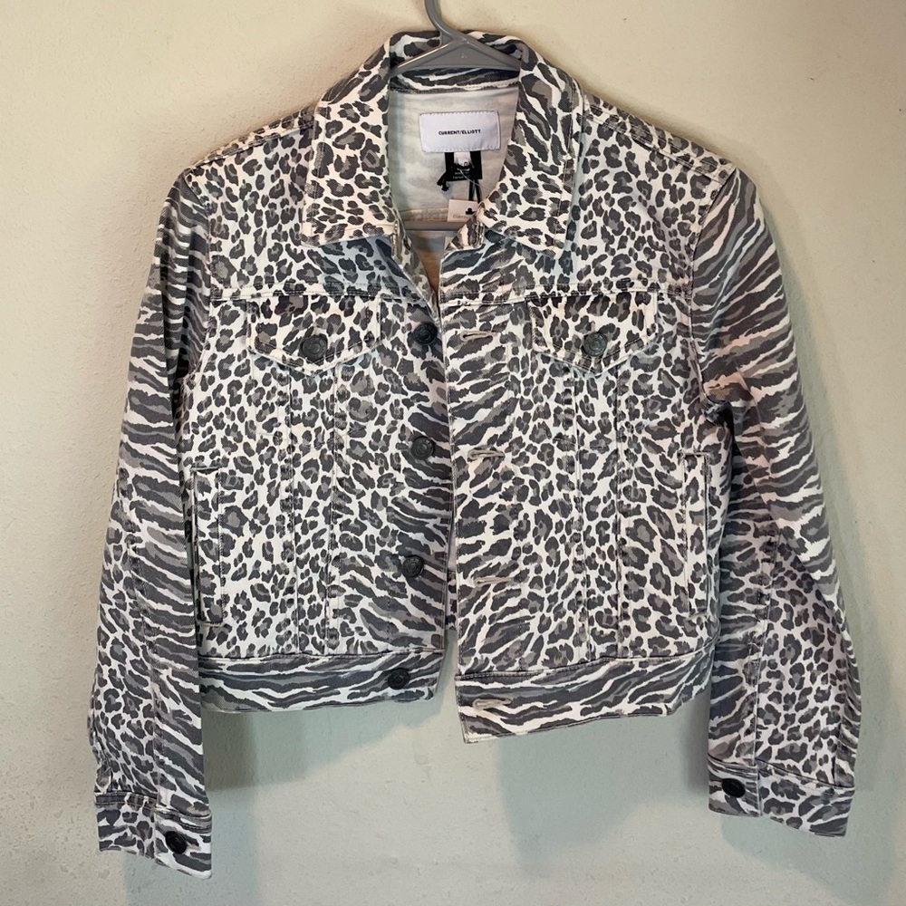 Current/Elliot, Animal print Jean jacket, size 0, new with tags